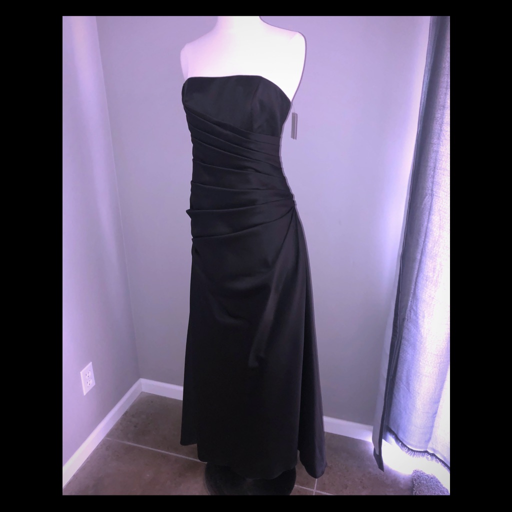 New Davids Bridal Black Strapless Dress Sz 4
